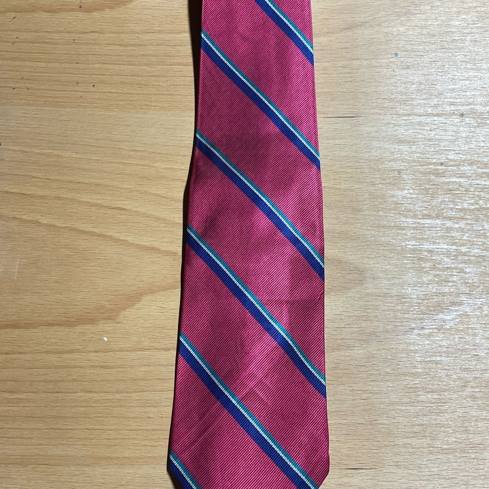 Polo Ralph Lauren Pink Blue Men’s REPP Tie 100% Silk Handmade in USA
